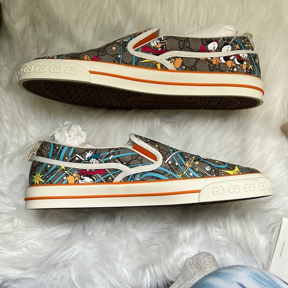 💯% Auth Men’s Gucci x Disney Donald Duck Men's Sneakers Gucci Sz 10 / US 11 - Picture 8 of 14